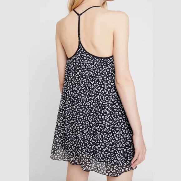Abercrombie & Fitch S Pleated Racerback Mini Dress | Black White Print EUC - Picture 2 of 7